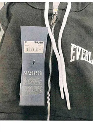 Foto do aviso oficial: EVERLAST Sweatshirt para crianças — risco: Ferimentos & Estrangulamento