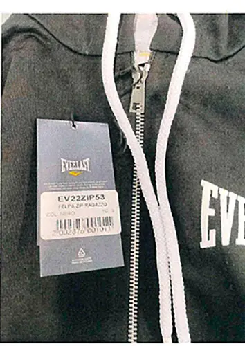 Foto do aviso oficial: EVERLAST Sweatshirt para crianças — risco: Ferimentos & Estrangulamento