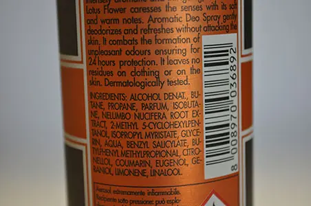 Photo de l’avis officiel: Tesori d'Oriente Tesori D'Oriente Spray déodorant — risque: Risque chimique