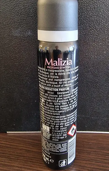 Photo de l’avis officiel: Malizia Malizia Profumo D'Intesa Burlesque Spray déodorant — risque: Risque chimique