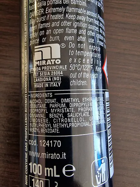 Photo de l’avis officiel: Malizia Malizia Profumo D'Intesa Burlesque Spray déodorant — risque: Risque chimique