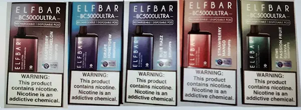 Photo from the official notice: Elf bar ELF BAR BC5000ULTRA Disposable Pod disposable electronic cigarette — chemical risk