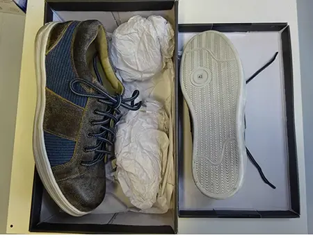 Photo from the official notice: Gwandler 1896 Sneaker Wildbock Utah grey; Wildbock messing blue shoes — chemical risk