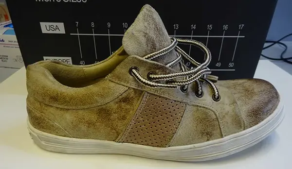 Photo from the official notice: Gwandler 1896 Sneaker Wildbock Utah grey; Wildbock messing blue shoes — chemical risk