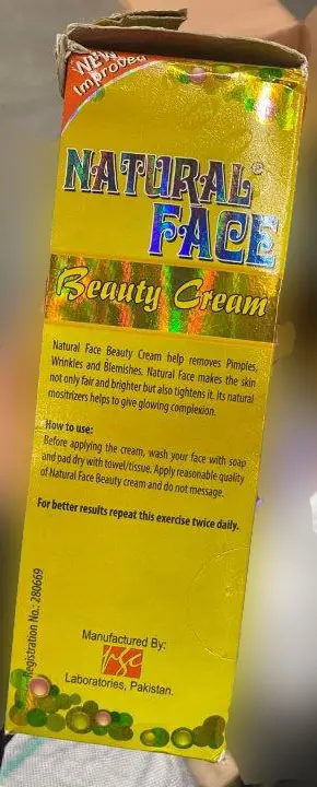 Foto dell’avviso ufficiale: Natural Face Beauty Cream Crema schiarinte per la pelle — rischio: Rischio chimico (A12/01604/23)