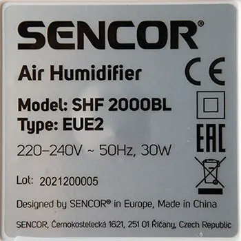 Photo from the official notice: Sencor Air humidifier — microbiological risk