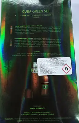 Foto do aviso oficial: CUBA ORIGINAL Eau de toilette &amp; roll on deodorant Eau de toilette e desodorante — risco: Químico