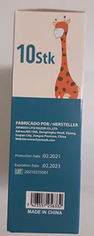 Foto aus der offiziellen Meldung: Barbeador Mascarilla Protectora Infantil BARBEADOR MAX-02 Partikelfiltermaske für Kinder — Risiko: Gesundheitsrisiken/Sonstige