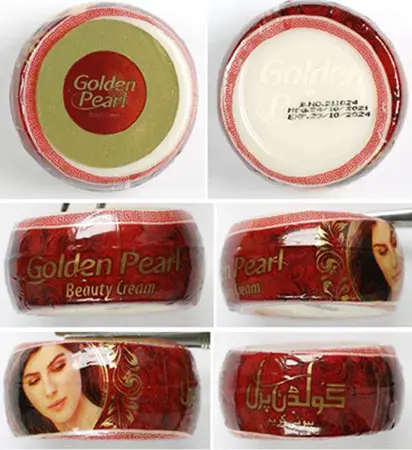 Photo de l’avis officiel: Golden Pearl Beauty Cream Crème éclaircissante pour la peau — risque: Risque chimique (A12/01775/23)