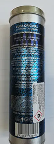 Photo de l’avis officiel: CUBA Copacabana for men Eau de Toilette — risque: Risque chimique