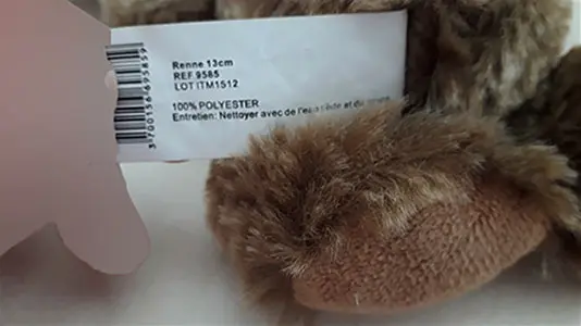 Photo de l’avis officiel: La compagnie des marmottes Renne Jouet doux — risque: Étouffement