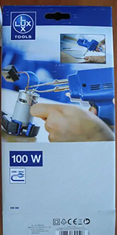 Foto do aviso oficial: LUX TOOLS Ferro de soldar — risco: Choque elétrico