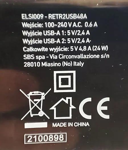 Photo de l’avis officiel: REINSTON Chargeur USB — risque: Choc électrique & Incendie