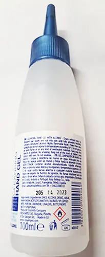 Foto aus der offiziellen Meldung: Mediskin Cleansing hand gel with alcohol Händedesinfektionsmittel — Risiko: Chemikalie