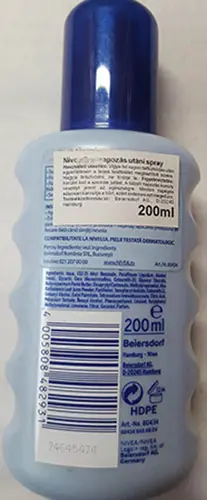 Photo de l’avis officiel: Nivea Pflegende after sun Après la lotion solaire — risque: Risque chimique