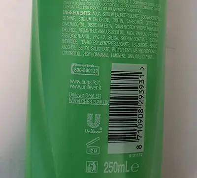 Photo de l’avis officiel: Sunsilk Shampoo capelli Shampooing — risque: Risque chimique