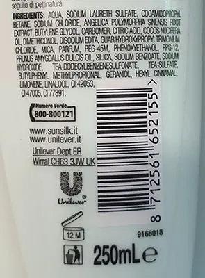 Photo de l’avis officiel: Sunsilk Shampoo capelli Shampooing — risque: Risque chimique