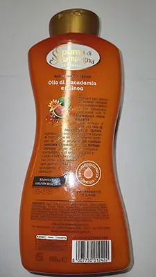 Photo from the official notice: SPUMA DI SCIAMPAGNA Vellutante Olio di Macadamia e Quinoa -  Rigenerante Ametista e Orchidea bath and shower c — chemical risk