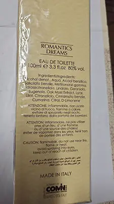 Photo de l’avis officiel: Comin parfum Romantics Dreams Eau de toilette — risque: Risque chimique (A12/02018/23)