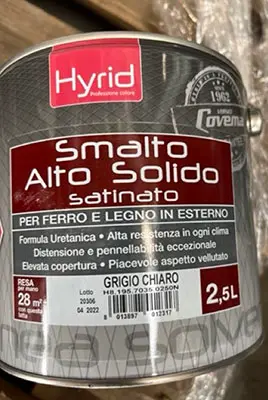Foto dell’avviso ufficiale: COVEMA HYRID SMALTO ALTO SOLIDO SATINATO, 2)HYRID SMALTO ALTO SOLIDO BRILLANTE,  3)PY4 SMALTO GRANA GROSSA Ver — rischio: Rischio chimico