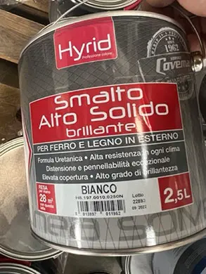 Foto dell’avviso ufficiale: COVEMA HYRID SMALTO ALTO SOLIDO SATINATO, 2)HYRID SMALTO ALTO SOLIDO BRILLANTE,  3)PY4 SMALTO GRANA GROSSA Ver — rischio: Rischio chimico