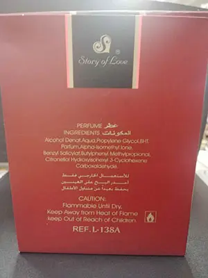 Photo from the official notice: Story of Love Private Collection Sensation Storm Eau de Toilette perfume — chemical risk