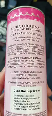 Photo de l’avis officiel: CUBA Jungle Snake Eau de Parfum for women — risque: Risque chimique