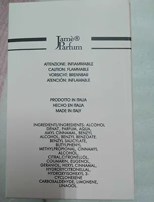Foto dell’avviso ufficiale: Jamé Eau de Toilette vaporisateur — rischio: Rischio chimico