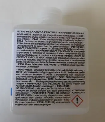 Photo de l’avis officiel: TAMIYA Paint remover Décapant à peinture — risque: Risque chimique