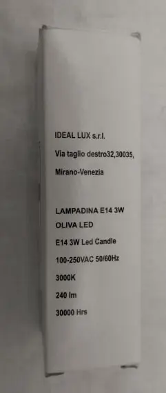 Foto do aviso oficial: Ideal Lux Lâmpada LED — risco: Choque elétrico