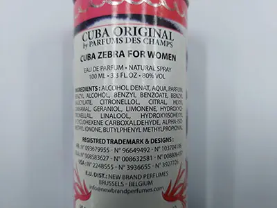Photo de l’avis officiel: CUBA Eau de Parfum fo women — risque: Risque chimique