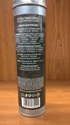 Photo de l’avis officiel: CUBA ORIGINAL Eau de Toilette for men Natural Spray — risque: Risque chimique (A12/01934/23)