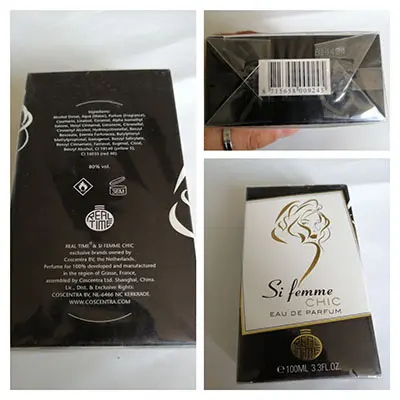 Photo de l’avis officiel: REAL TIME SI FEMME CHIC Parfum — risque: Risque chimique