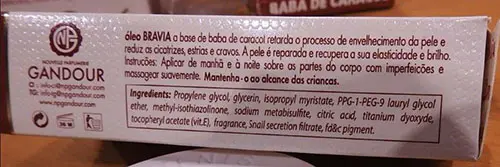 Foto aus der offiziellen Meldung: Gandour Bravia unifying Body Oil Hautaufhellendes Körperöl — Risiko: Chemikalie