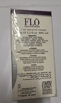Photo de l’avis officiel: Comin parfum Flò man &amp; woman Eau de toilette — risque: Risque chimique (A12/02029/23)