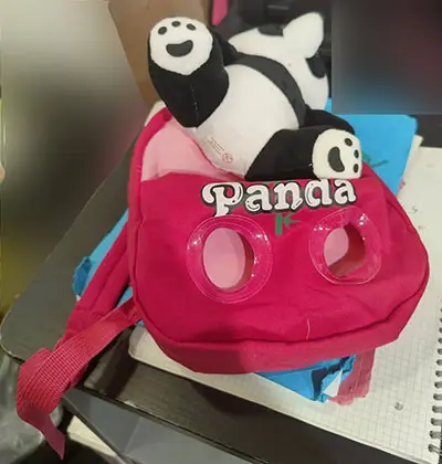 Photo from the official notice: MAROMAX Panda backpack — choking risk
