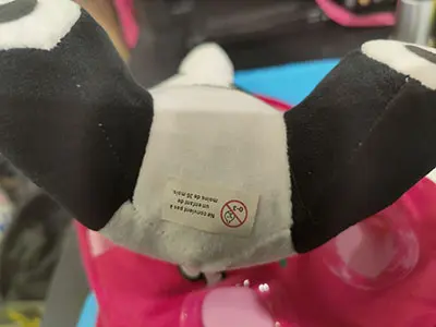 Photo from the official notice: MAROMAX Panda backpack — choking risk