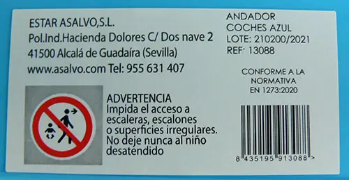 Foto do aviso oficial: ASALVO Baby ANDADOR COCHES AZUL Baby walker — risco: Ferimentos