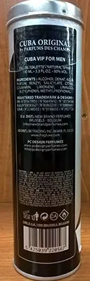 Photo de l’avis officiel: VIP Cuba Eau de Toilette Natural Spray for men — risque: Risque chimique