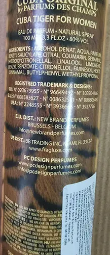 Photo de l’avis officiel: CUBA ORIGINAL Eau de parfum natural spray — risque: Risque chimique