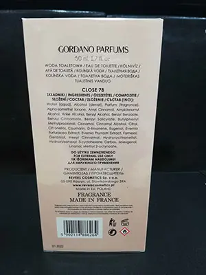 Photo de l’avis officiel: GORDANO PARFUMS Close Eau de toilette — risque: Risque chimique