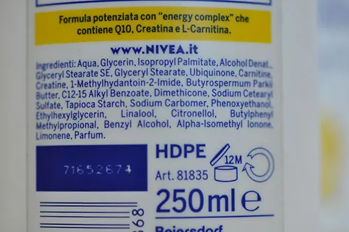 Photo de l’avis officiel: Nivea Nivea rassodante Lait hydratant — risque: Risque chimique