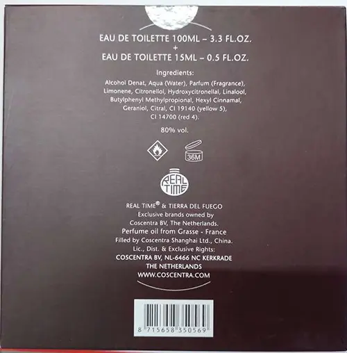 Photo de l’avis officiel: Realtime Tierra del fuego Eau de toilette set — risque: Risque chimique