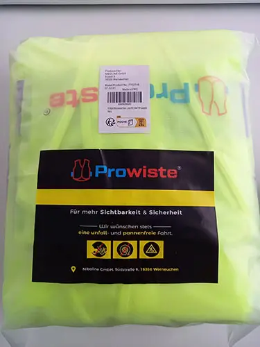 Foto dell’avviso ufficiale: Prowiste Giubbotto di sicurezza — rischio: Lesioni (A12/02222/23)