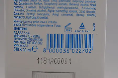 Photo de l’avis officiel: INFASIL Infasil derma+ Bâton de déodorant — risque: Risque chimique