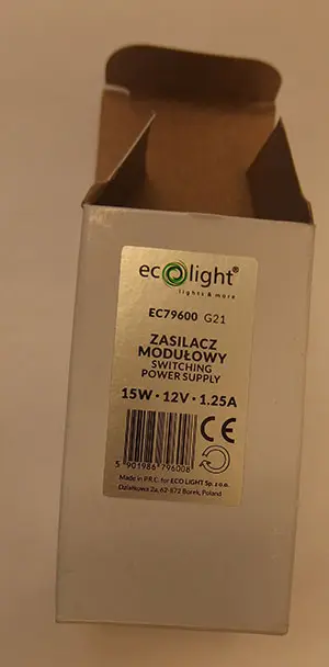 Photo de l’avis officiel: Eco Light Switching Power Supply Alimentation électrique — risque: Choc électrique