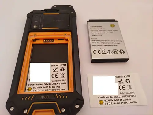 Photo de l’avis officiel: Ingefugas H20M Smartphone antidéflagrant — risque: Brûlures