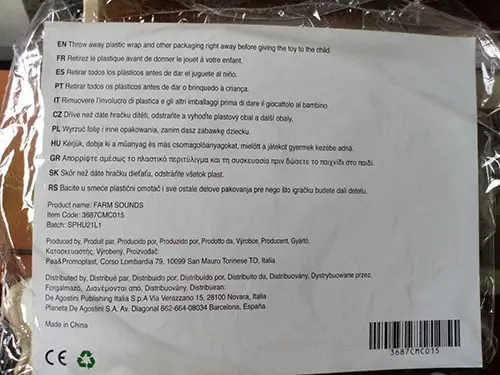 Zdjęcie z oficjalnego zgłoszenia: Altaya/Planeta DeAgostini Audiocontes de la ferme magazine Figurki zabawkowe — ryzyko: Zadławienie & Duszenie się