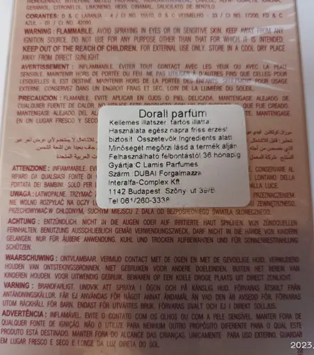 Photo de l’avis officiel: DORALL Collection Eau de Toilette spray — risque: Risque chimique