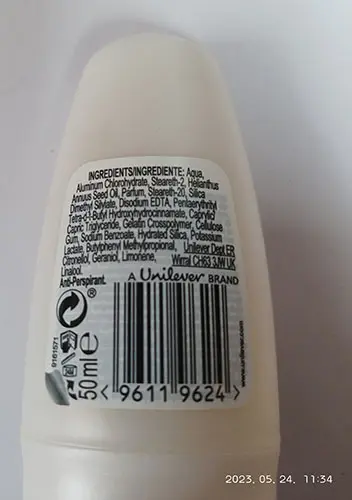 Photo de l’avis officiel: Axe 48 HR anti-transpirant deodorant Déodorant — risque: Risque chimique